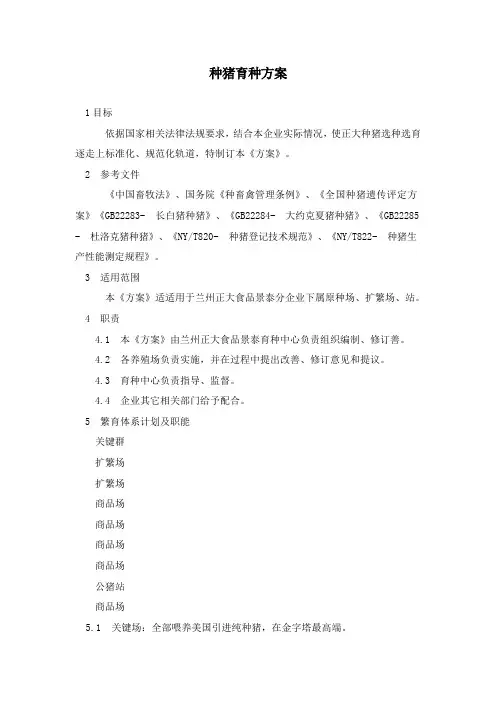 种猪育种专项方案