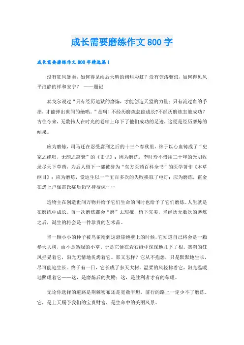 成长需要磨练作文800字.doc