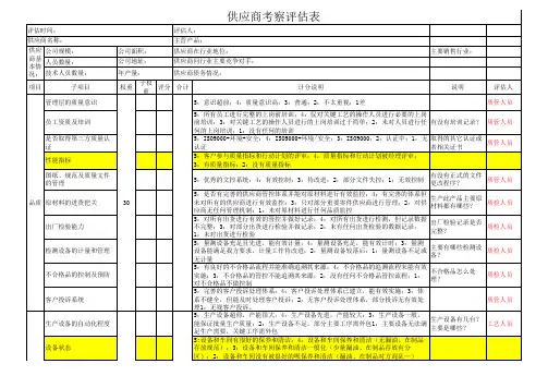 供应商现场考察评估表