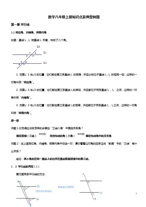 (完整版)浙教版初中数学八年级上册知识点及典型例题
