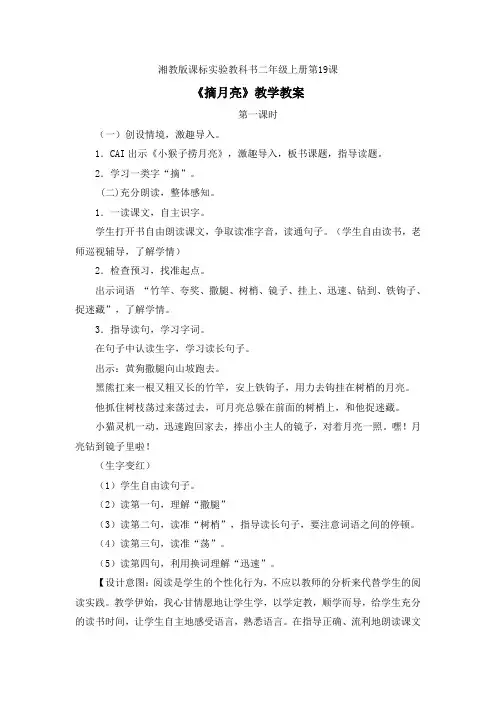 《摘月亮》教学教案