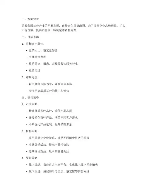 茶企业销售方案