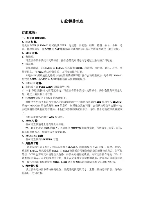 订舱操作流程