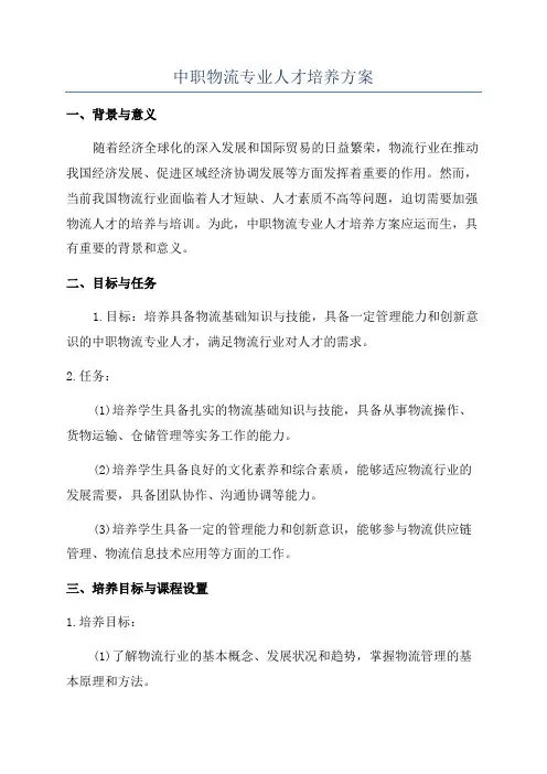 中职物流专业人才培养方案