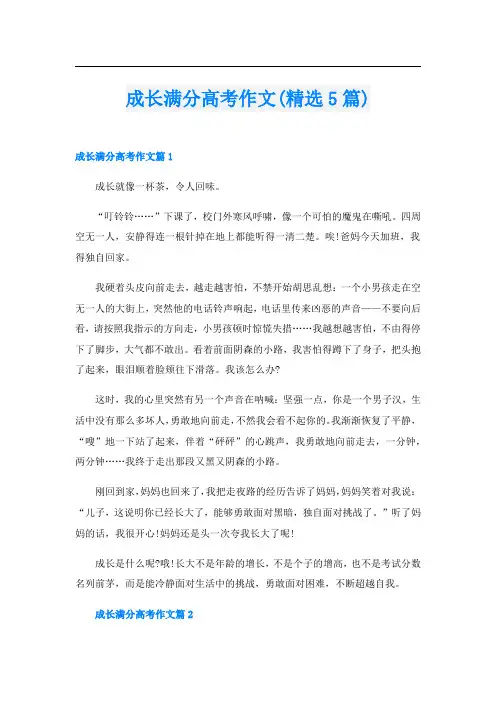 成长满分高考作文(精选5篇)