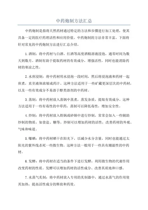 中药炮制方法汇总