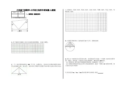 六年级下册数学-小升初三角形专项试题-25-人教版