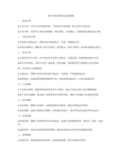 药学市场营销策划方案模板