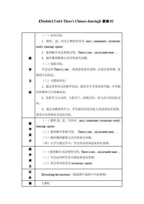 Module2 Unit1-There's Chinese dancing-教案02