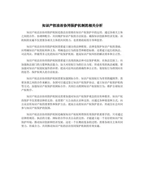 知识产权法治协同保护机制的相关分析