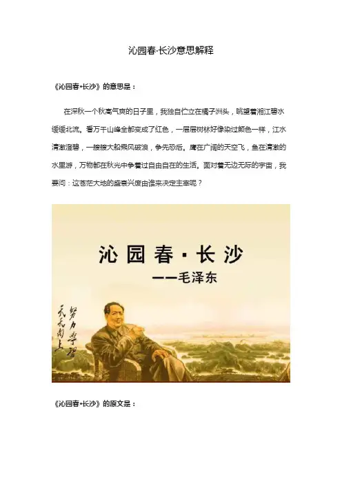 沁园春·长沙意思解释