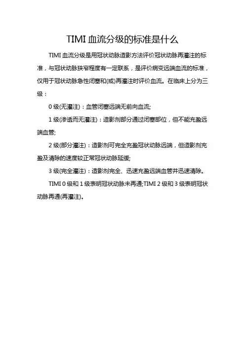 TIMI血流分级的标准是什么