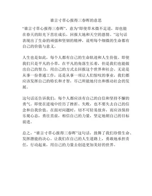 谁言寸草心报得三春晖的意思
