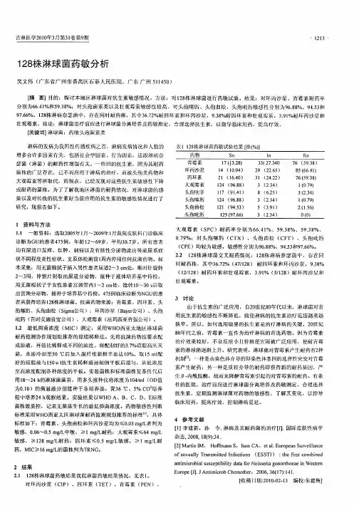 128株淋球菌药敏分析