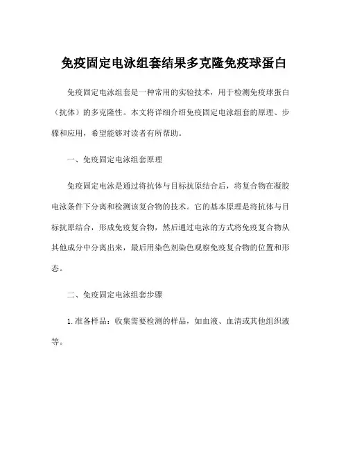 免疫固定电泳组套结果多克隆免疫球蛋白