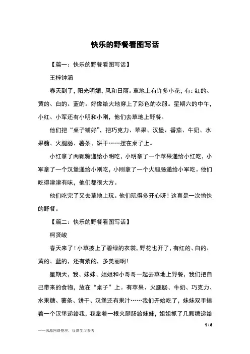 快乐的野餐看图写话_二年级作文