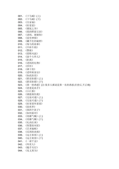 家有儿女集名
