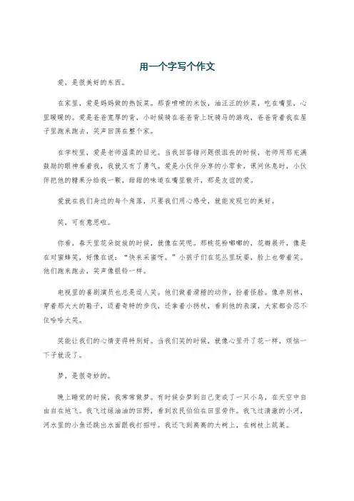 用一个字写个作文