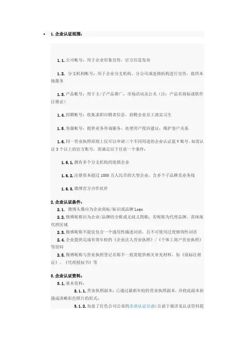 新浪微博蓝V认证
