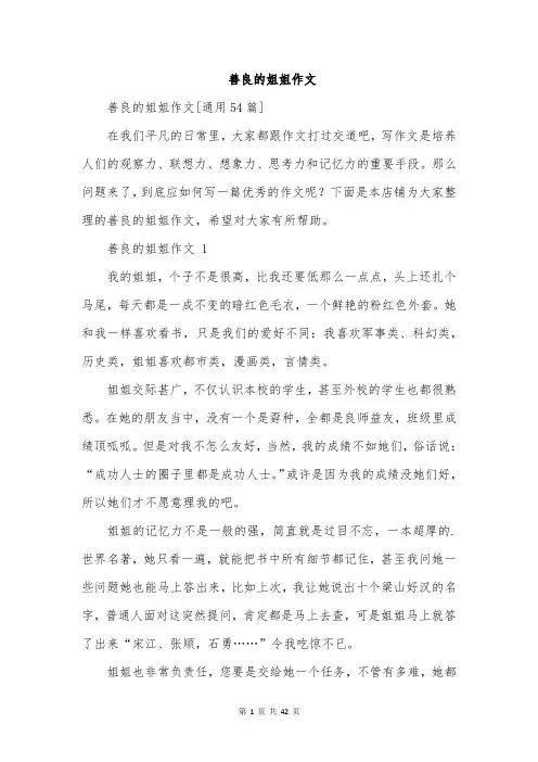 善良的姐姐作文
