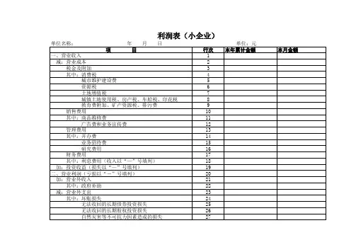 小企业利润表(2019年最新版)