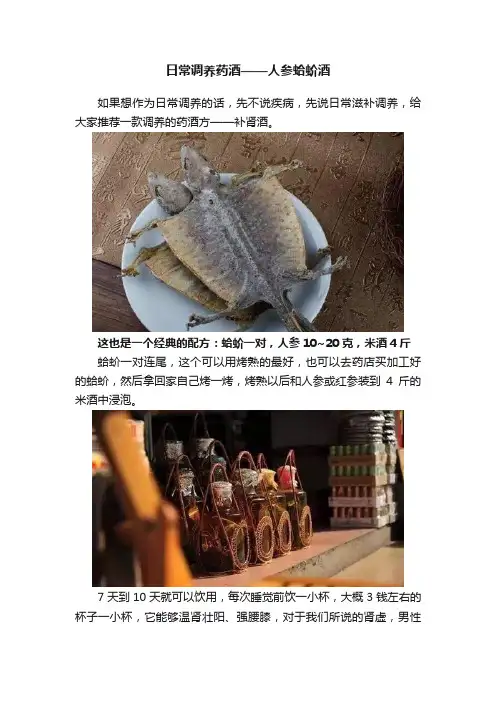 日常调养药酒——人参蛤蚧酒