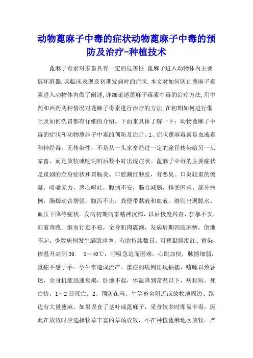 动物蓖麻子中毒的症状 动物蓖麻子中毒的预防及治疗 - 种植技术