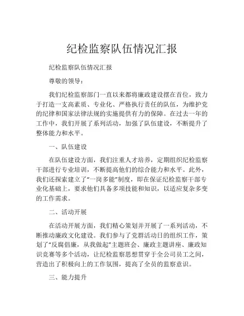 纪检监察队伍情况汇报