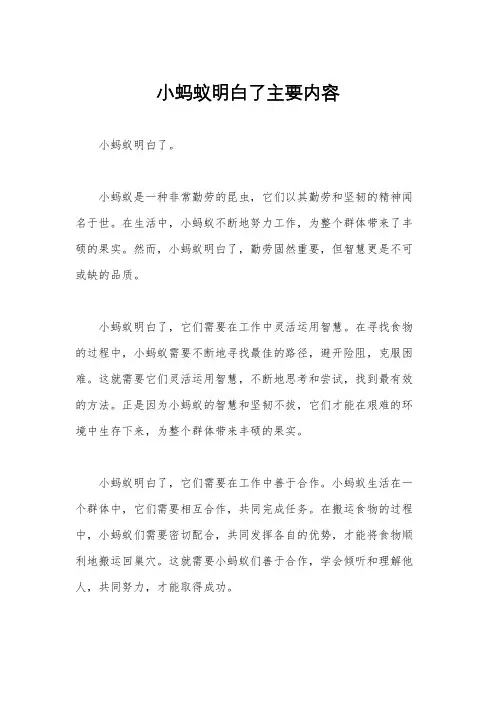 小蚂蚁明白了主要内容