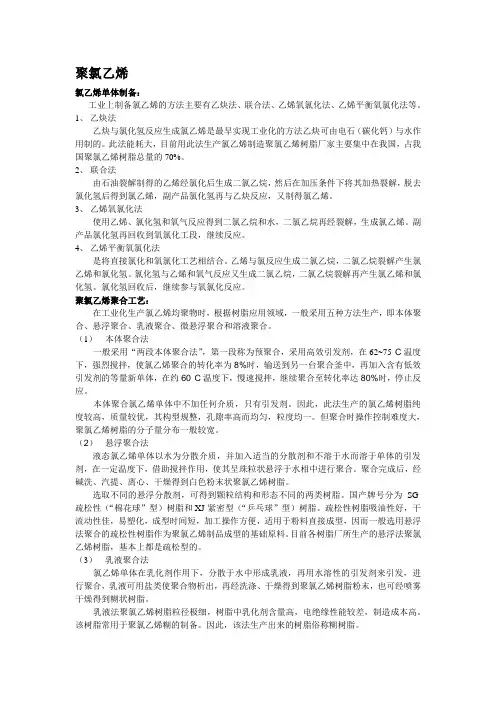 聚氯乙烯合成方法及主要用途