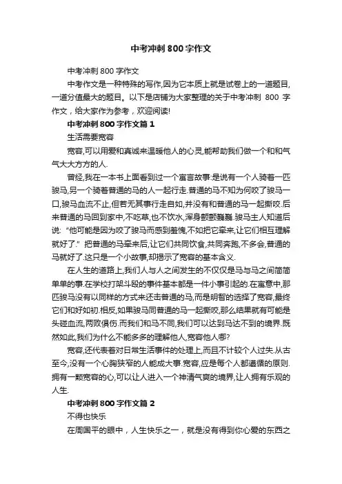 中考冲刺800字作文