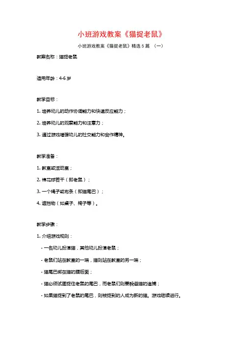 小班游戏教案《猫捉老鼠》5篇