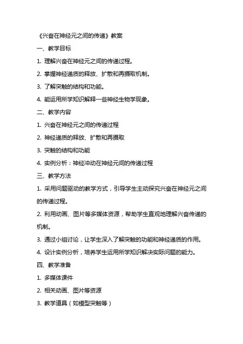 《兴奋在神经元之间的传递》教案
