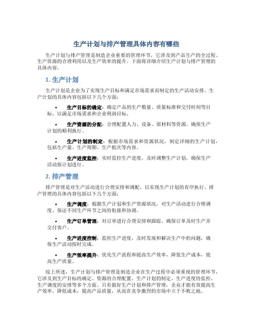 生产计划与排产管理具体内容有哪些