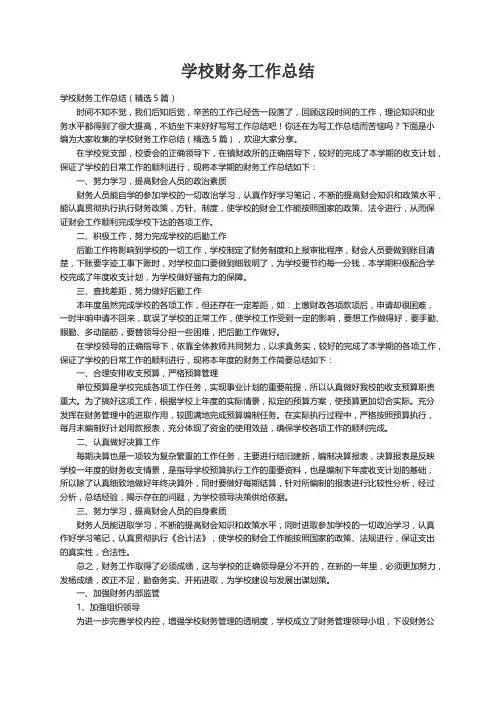 学校财务工作总结（精选5篇）