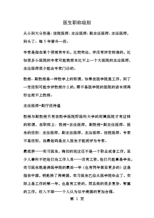 医生职称级别
