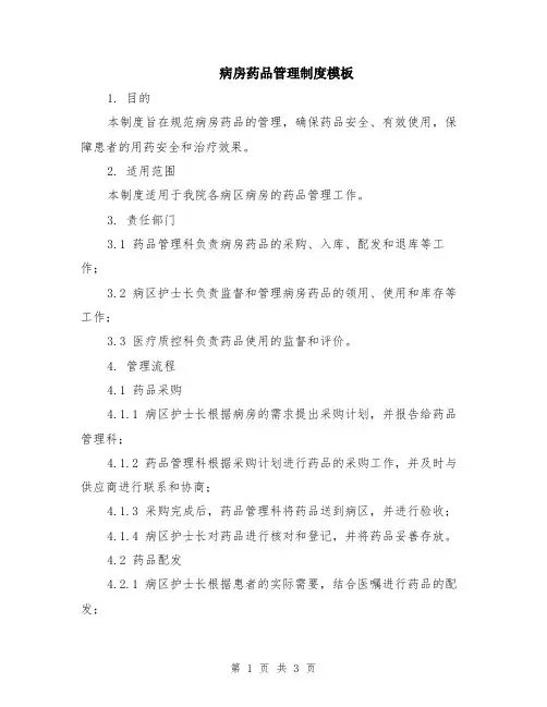 病房药品管理制度模板