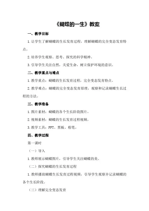 《蝴蝶的一生》教案