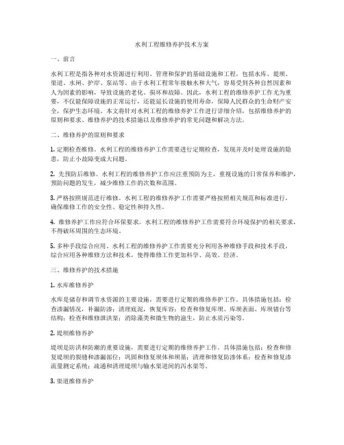 水利工程维修养护技术方案