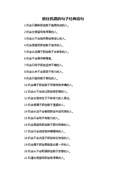 抓住机遇的句子经典语句-概述说明以及解释