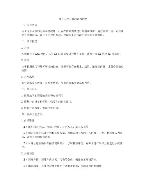 修井工程方案怎么写的啊