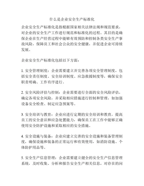 什么是企业安全生产标准化