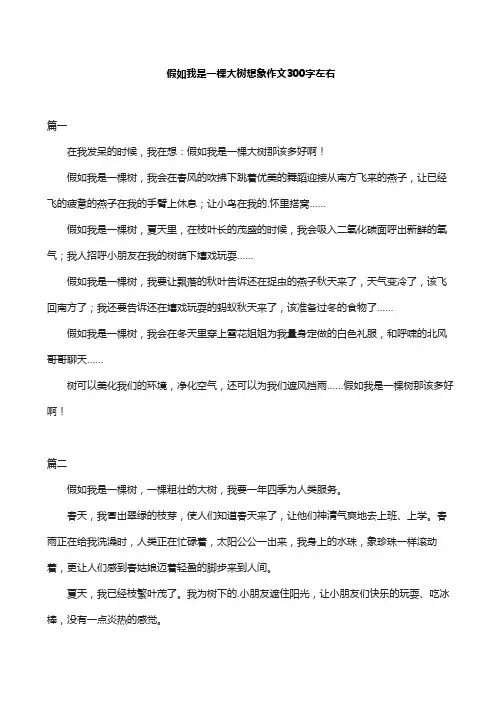 假如我是一棵大树想象作文300字左右