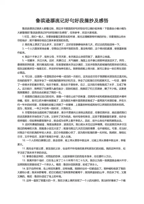 鲁滨逊漂流记好句好段摘抄及感悟