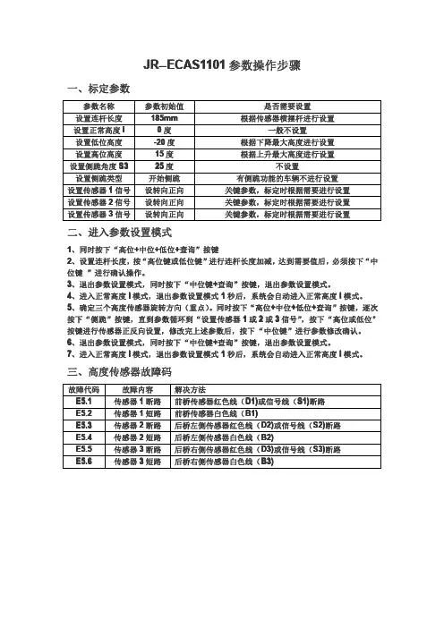 JR--ECAS1101参数操作步骤