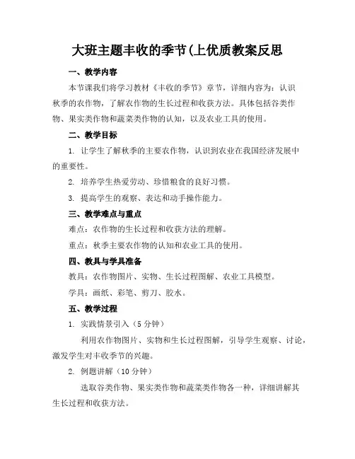 大班主题丰收的季节(上优质教案反思