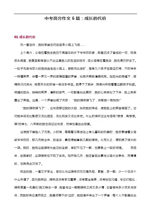 中考高分作文6篇：成长的代价