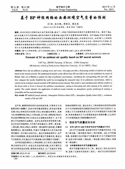 基于BP神经网络的西安环境空气质量的预测