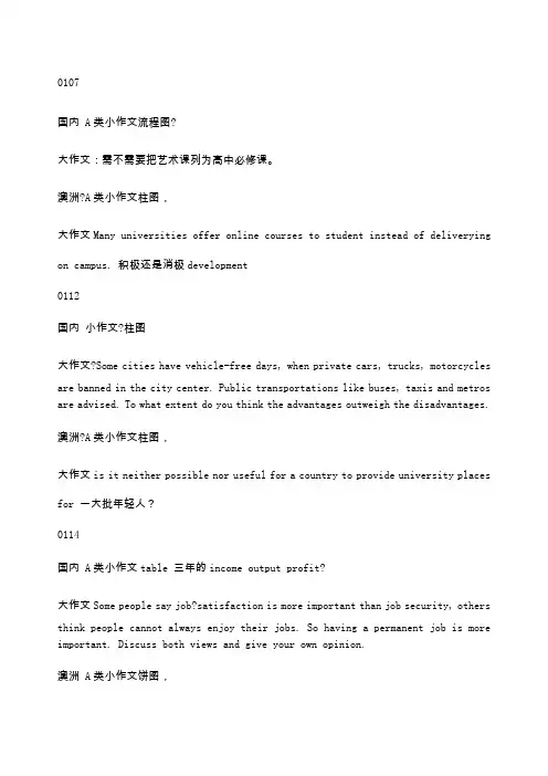 年雅思写作真题汇总
