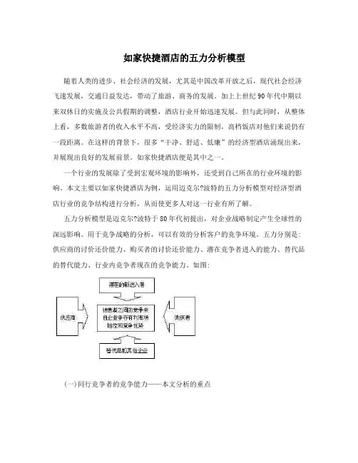 如家快捷酒店的五力分析模型